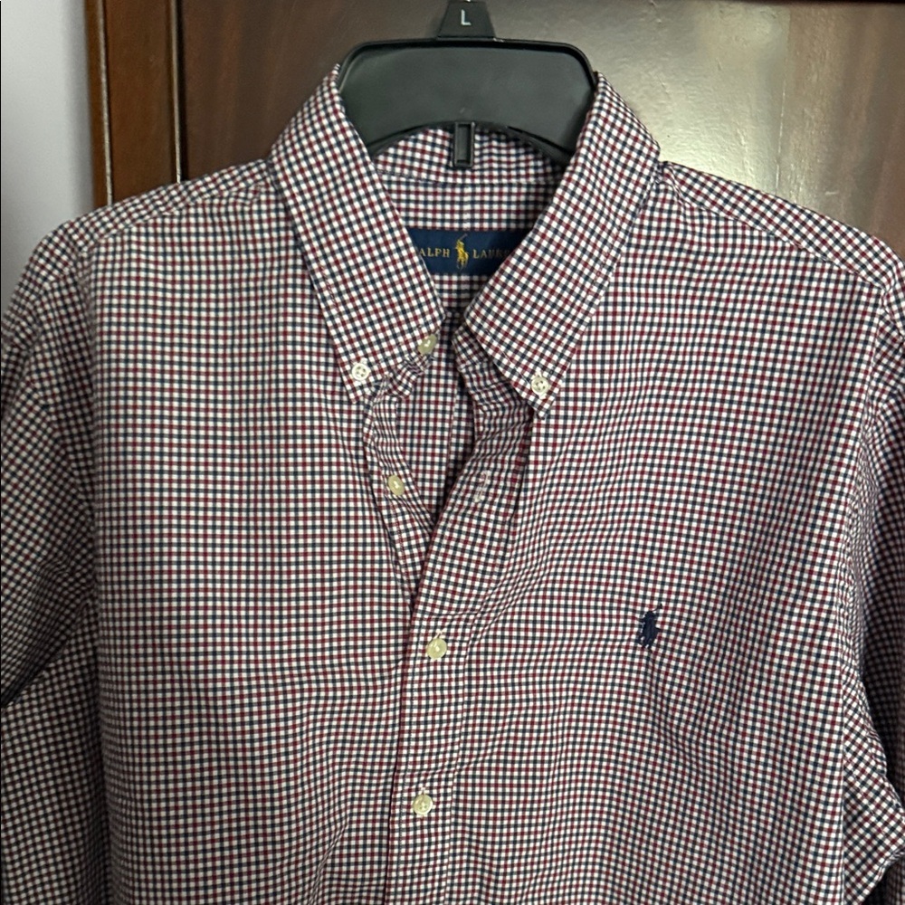Ralph Lauren Blue Label Burgundy Checkered Shirt XL - Picture 5 of 7